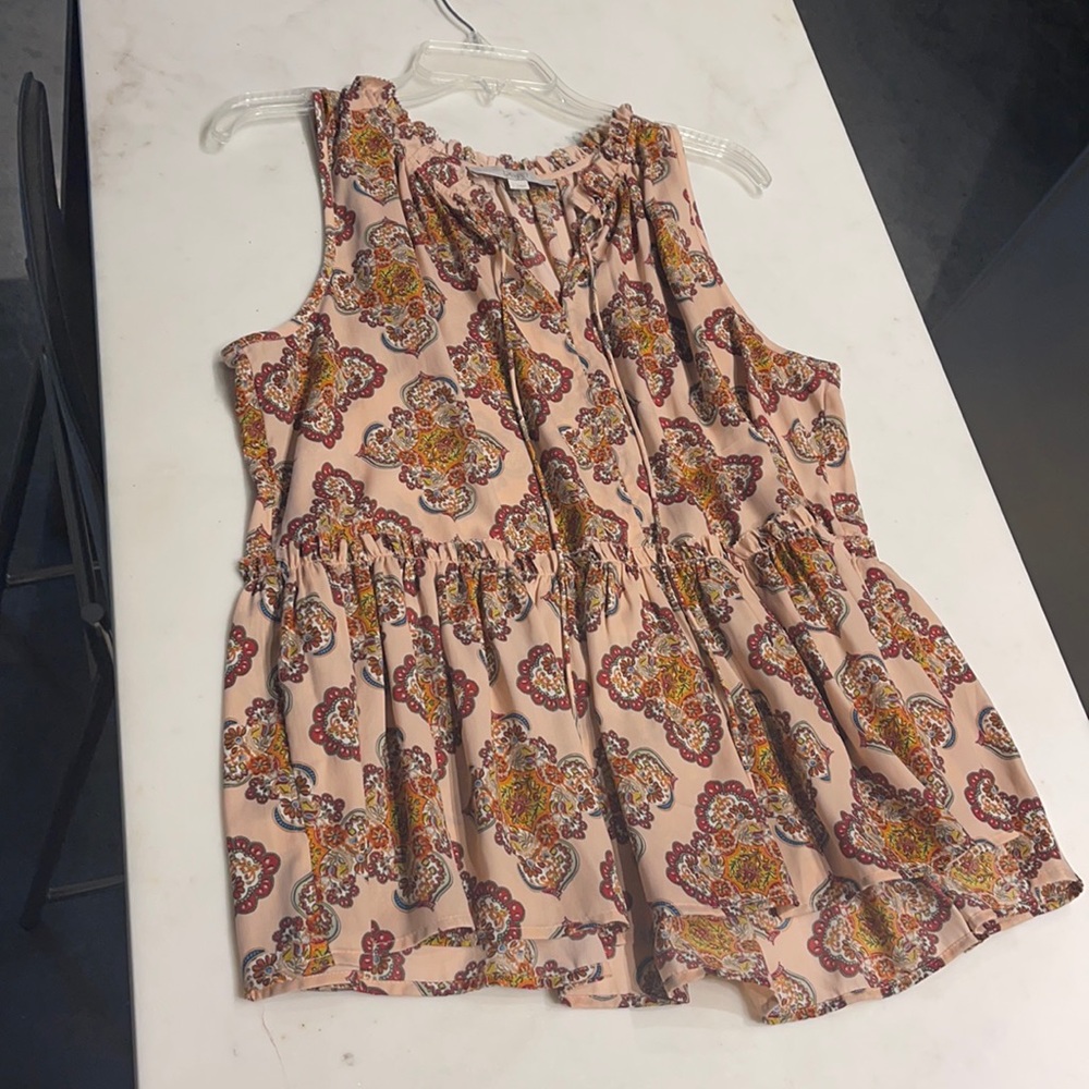 LOFT pink paisley tank blouse  large